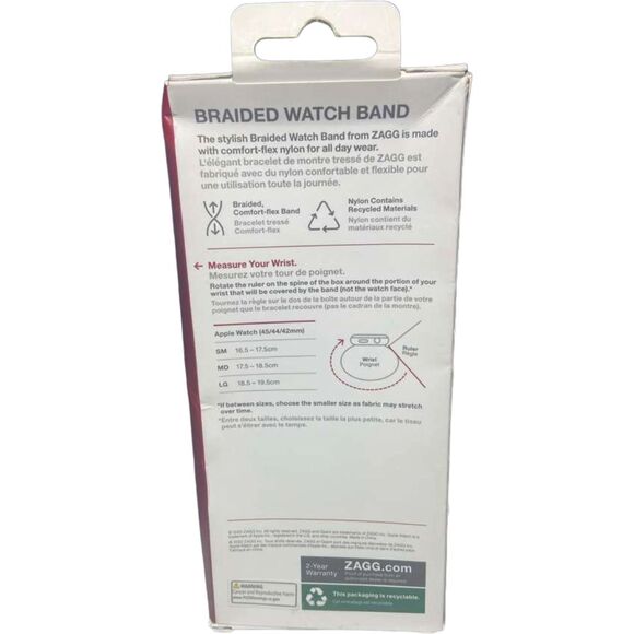 ZAGG Gear4 Braided Nylon Apple Watch Band 45/44/42mm Storm Gray Large Size - Picture 2 of 7